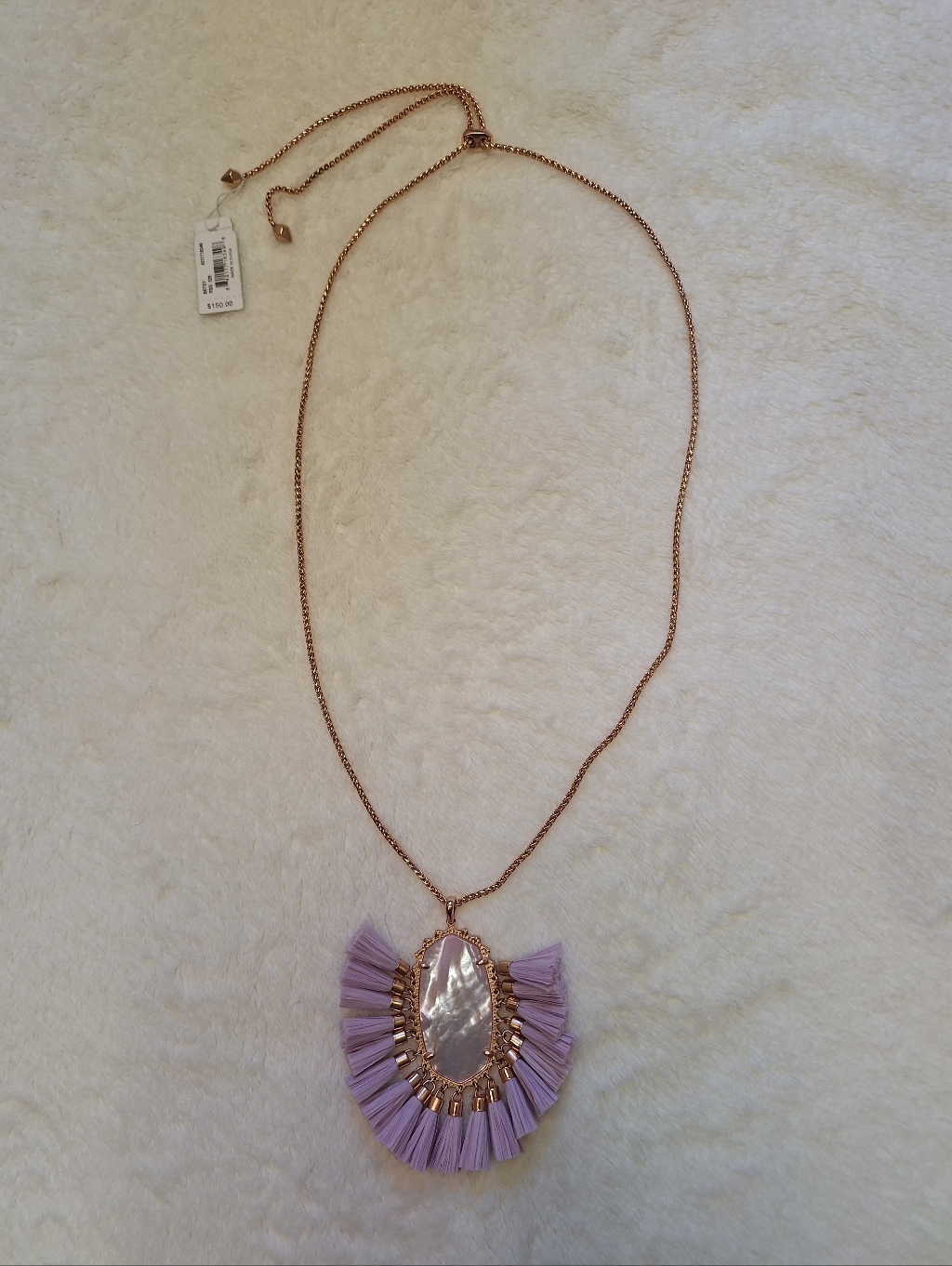 Nwt Kendra Scott Betsy Tassel Pendant Necklace - Lilac Mop